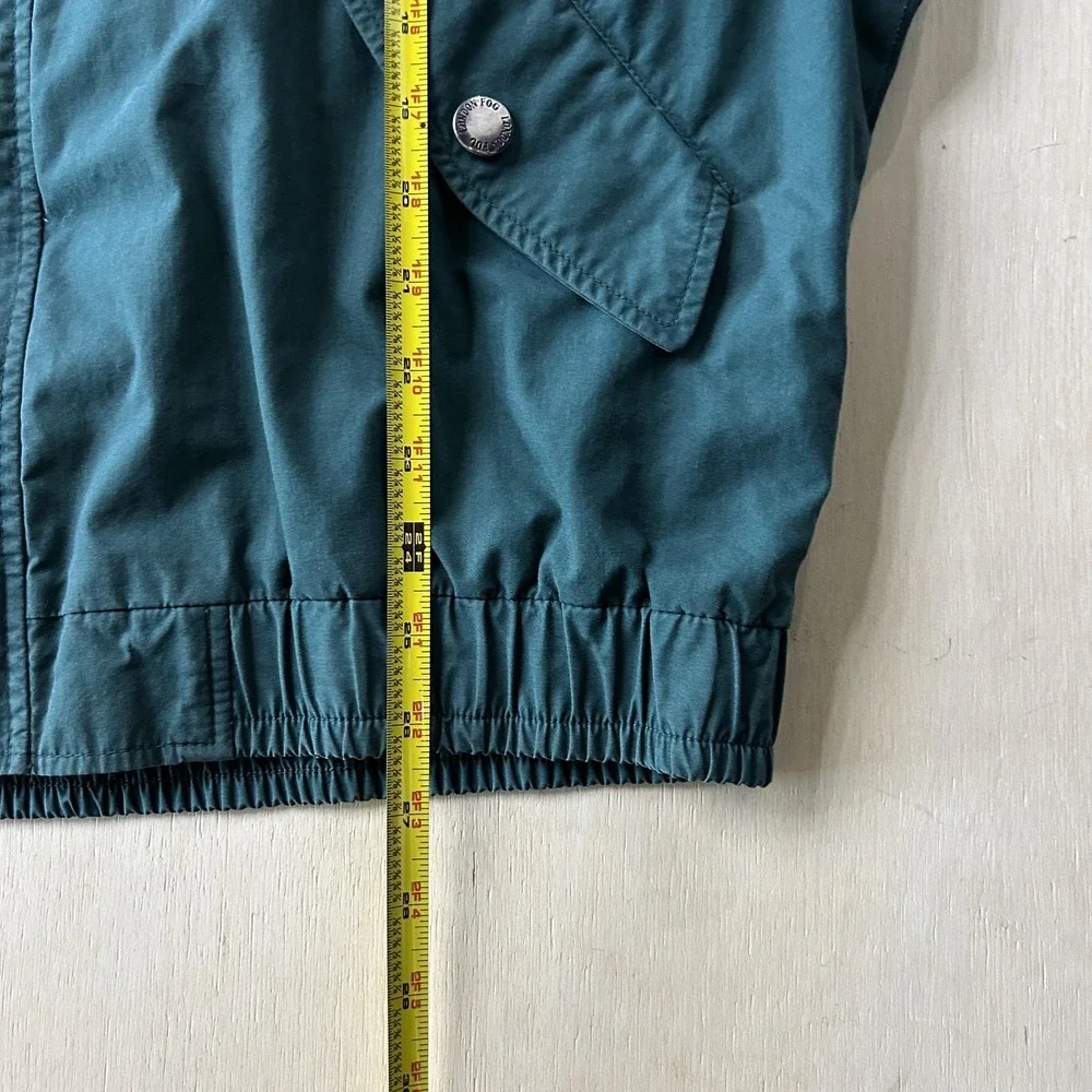Vintage London Fog Jacket Mens XL Green Canvas Bomber Snap Pockets Collar